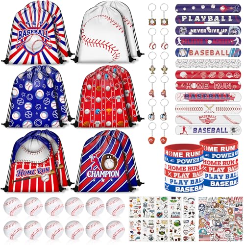 Grneric 120PCS Baseball Party Favors, Drawstring Goodie Bags Gift Set