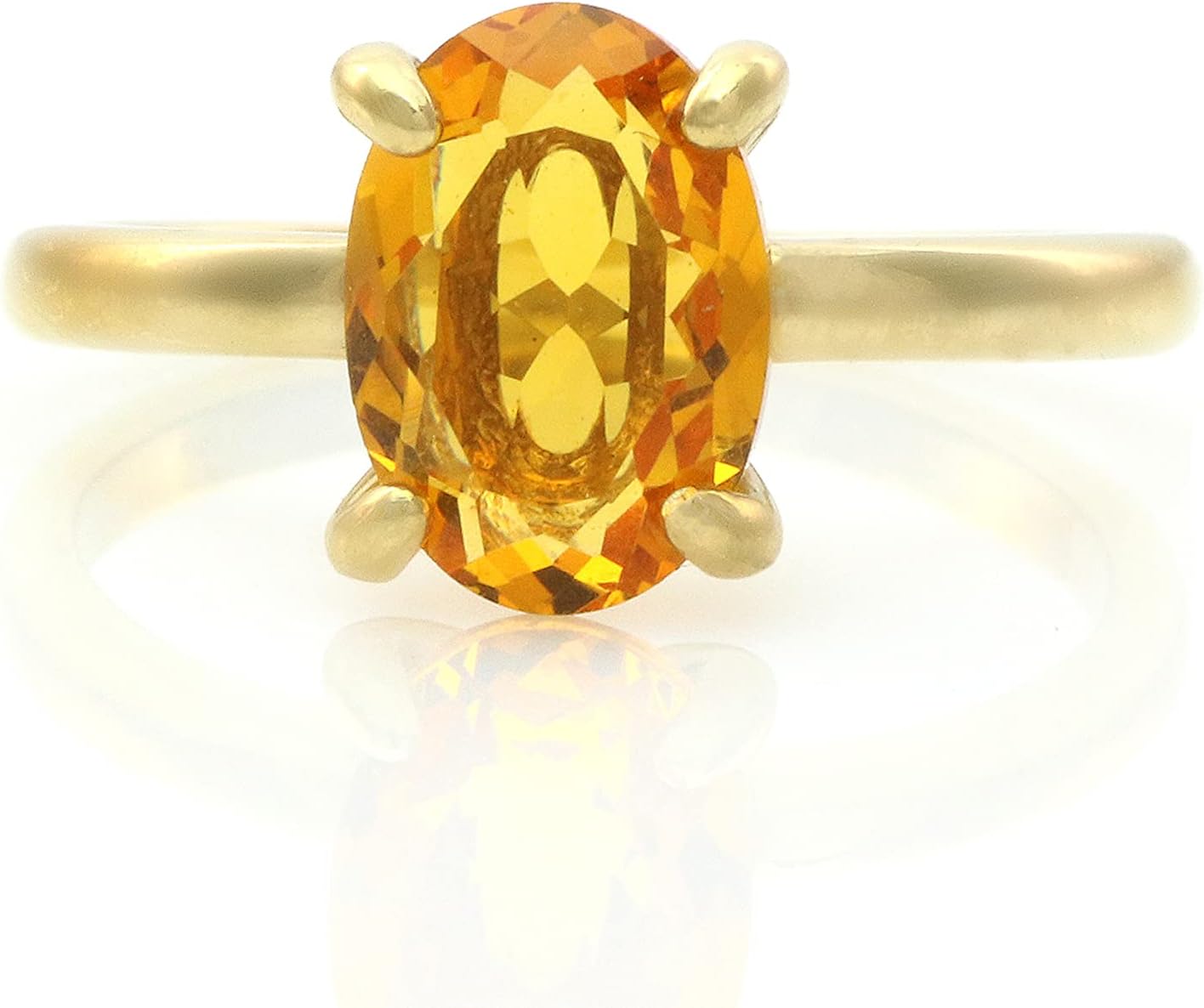 Dainty Yellow Citrine Ring - Delicate Oval Birthstone Ring for Women - Engagement, Promise, Gemstone Jewelry - Custom Material & Size - with Box
