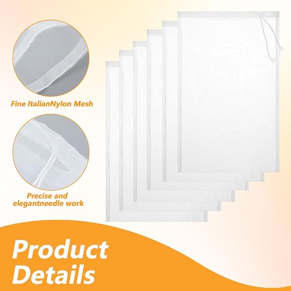6Pack Cast Iron Juicer Bags, Nut Milk Bag Reusable Cheesecloth Bags for Juicing Strainer Bag Cloth Strainer for Straining Cloth Mesh Fine for Fruit Coffee Yogurt Cheese 13 X 10Inch
