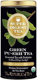 The Republic of Tea Organic Green Pu-erh SuperDigest Tea® | Probiotic Fermented Tea Bags (36 count)