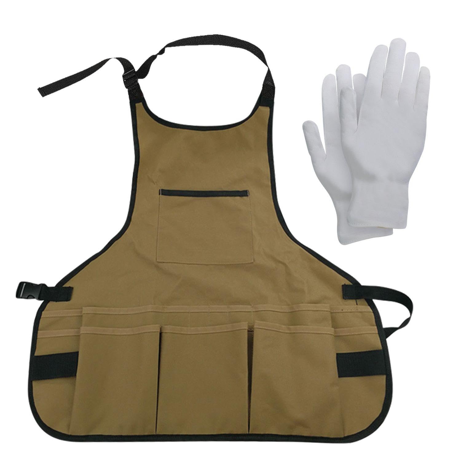 1 Delantal Para Almacenamiento De Jardín Y 1 Par De Guantes Protectores, Delantal De Trabajo, Delantal Impermeable, Delantal Resistente Al Desgaste, Accesorios De Jardinería