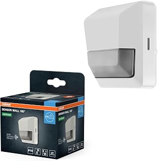 OSRAM SENSOR Wandleuchte mit 180° Bewegungs- und Lichtsensor für bündige Deckenmontage, Weiß, IP55-Schutz, für Eingangsbereiche