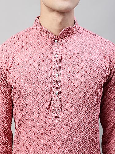 Image of Jompers Men's Regular Fit Cotton Chikankari Embroidered and Sequence Kurtas