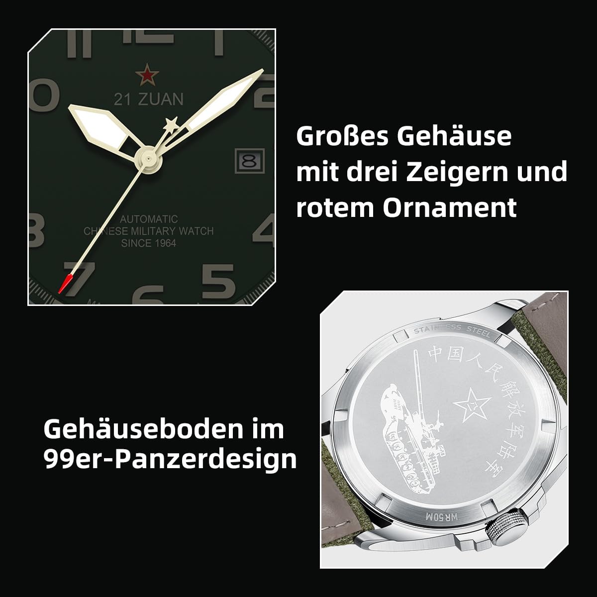 Seagull Mechanische Herrenuhr, Automatikuhren, Militäruhren für Herren, Armee, Taktische Feldsport-Arbeitsuhr, wasserdichte Datumsanzeige, Outdoor-Arbeit, Wrsitwatch, D581
