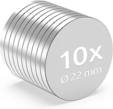 ECENCE Neodymium magnets 10 pcs - Super strong round magnets - Extremely strong - High quality NiCuNi coating - Disc magnets Ø22x2mm - Versatile use
