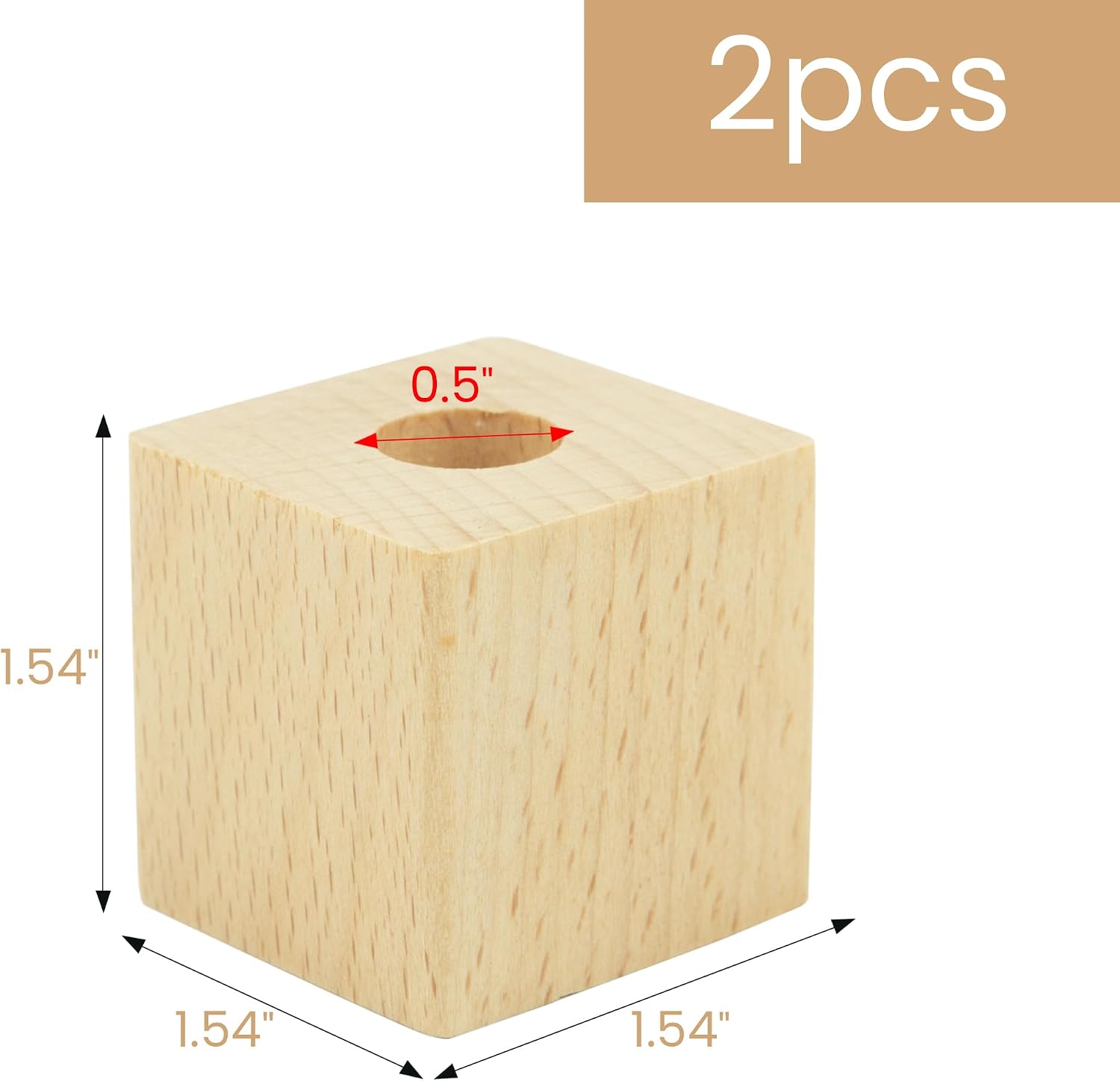 2-Piece Beech Wood Single-Slot Pencil Holder Set image 2