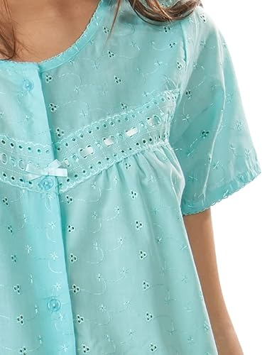Miniatura 4 de Casual Nights Vestido de casa bordado con ojales de manga corta para mujer