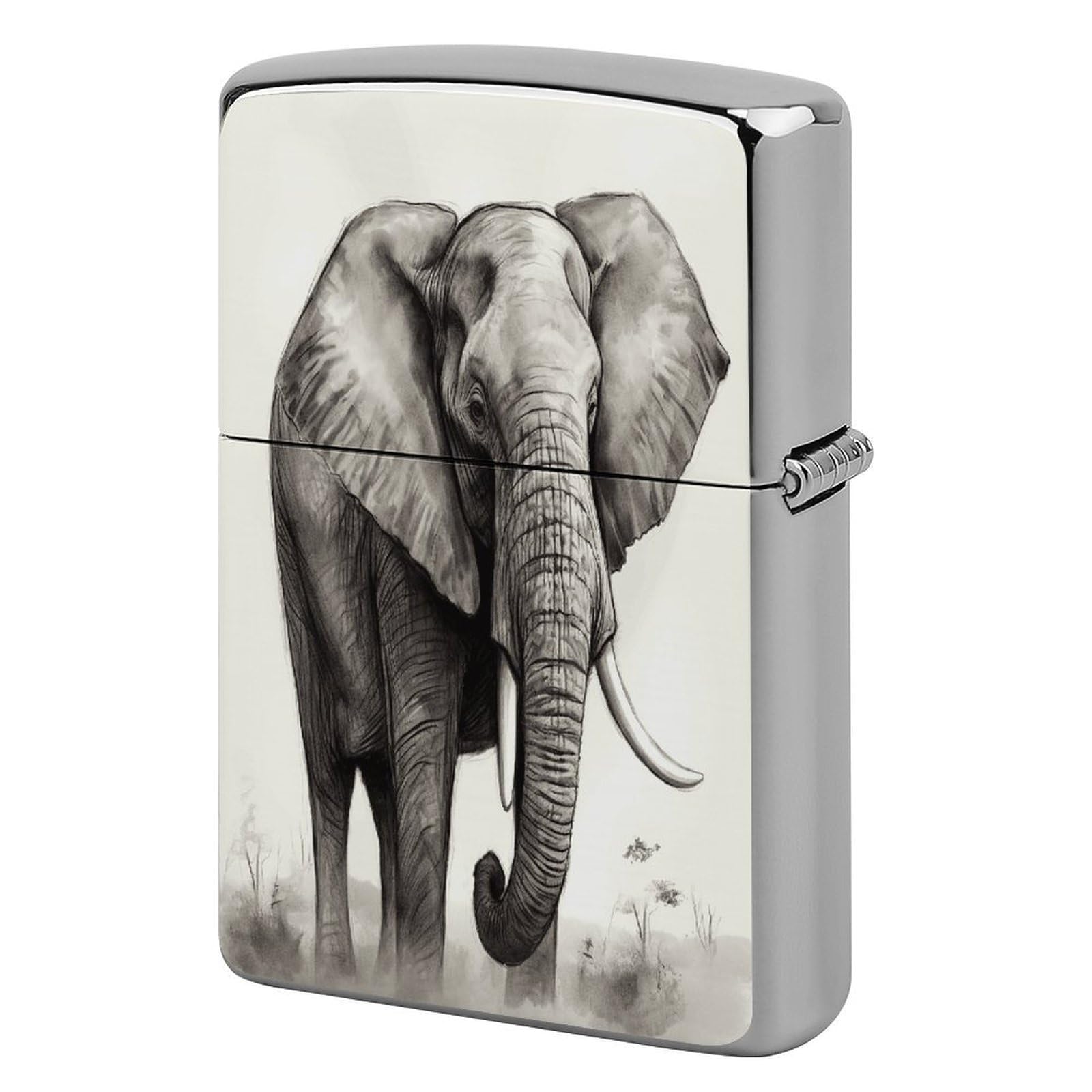 Fodpand Style Elephant Sketch Metal Lighter Case Cover Lighter Sleeve