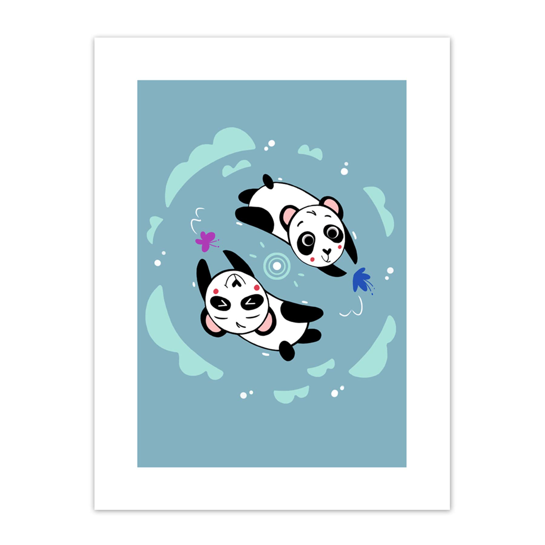Wee Blue Coo Kawaii Panda Friends Art Print Canvas Premium Wall Decor Poster