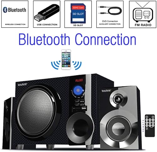 Miniatura 2 de Boytone BT-215FD Altavoz de audio estéreo Bluetooth inalámbrico de 55 W con sonido potente, sistema de bajos, radio FM, control remoto, puerto
