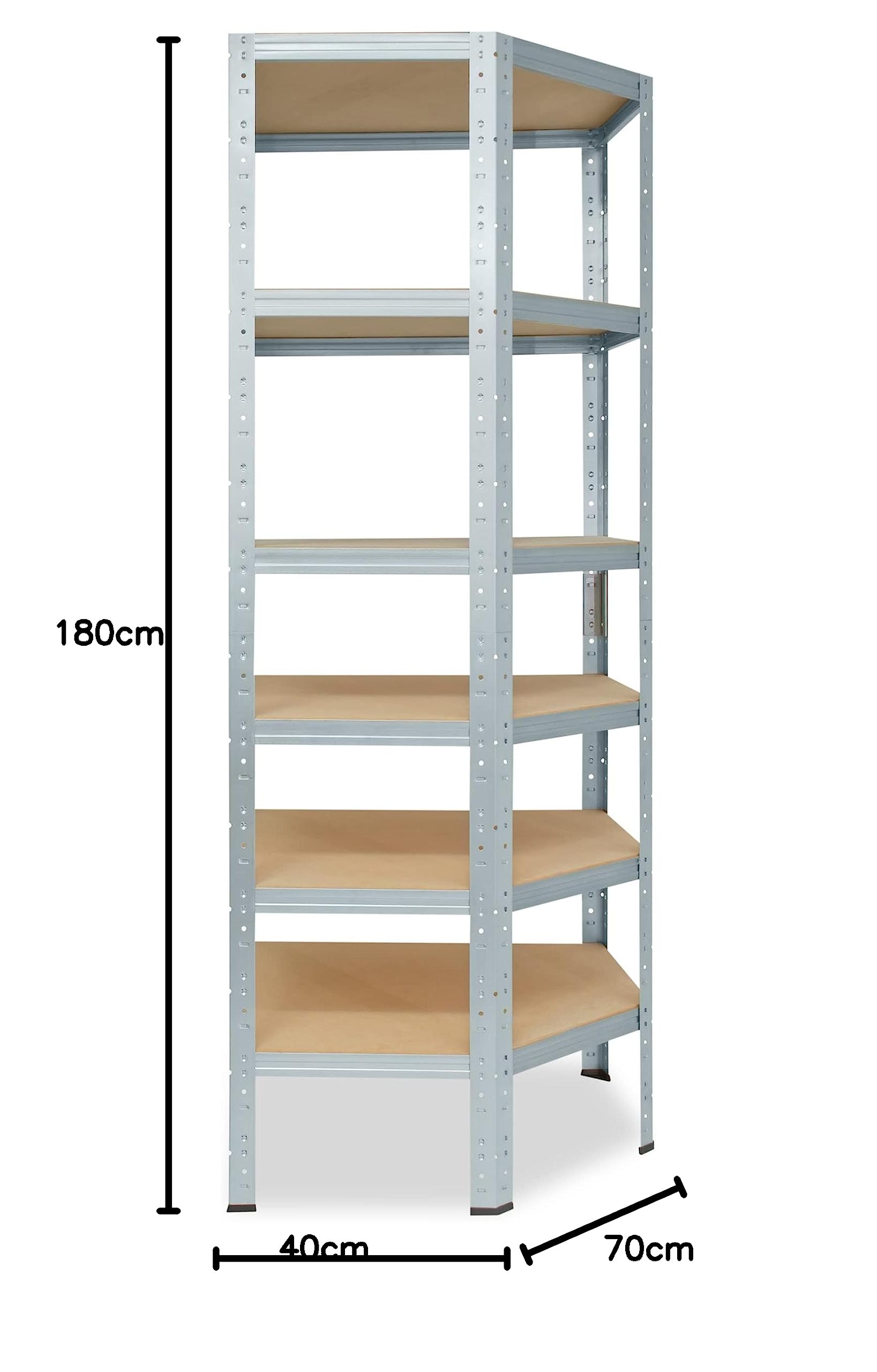 shelfplaza Home 180x70x40cm regał narożny ocynkowany: 6x145kg | Regały aluminiowe Regał do schowka Szafa garażowa Metalowy regał magazynowy Regał do przechowywania
