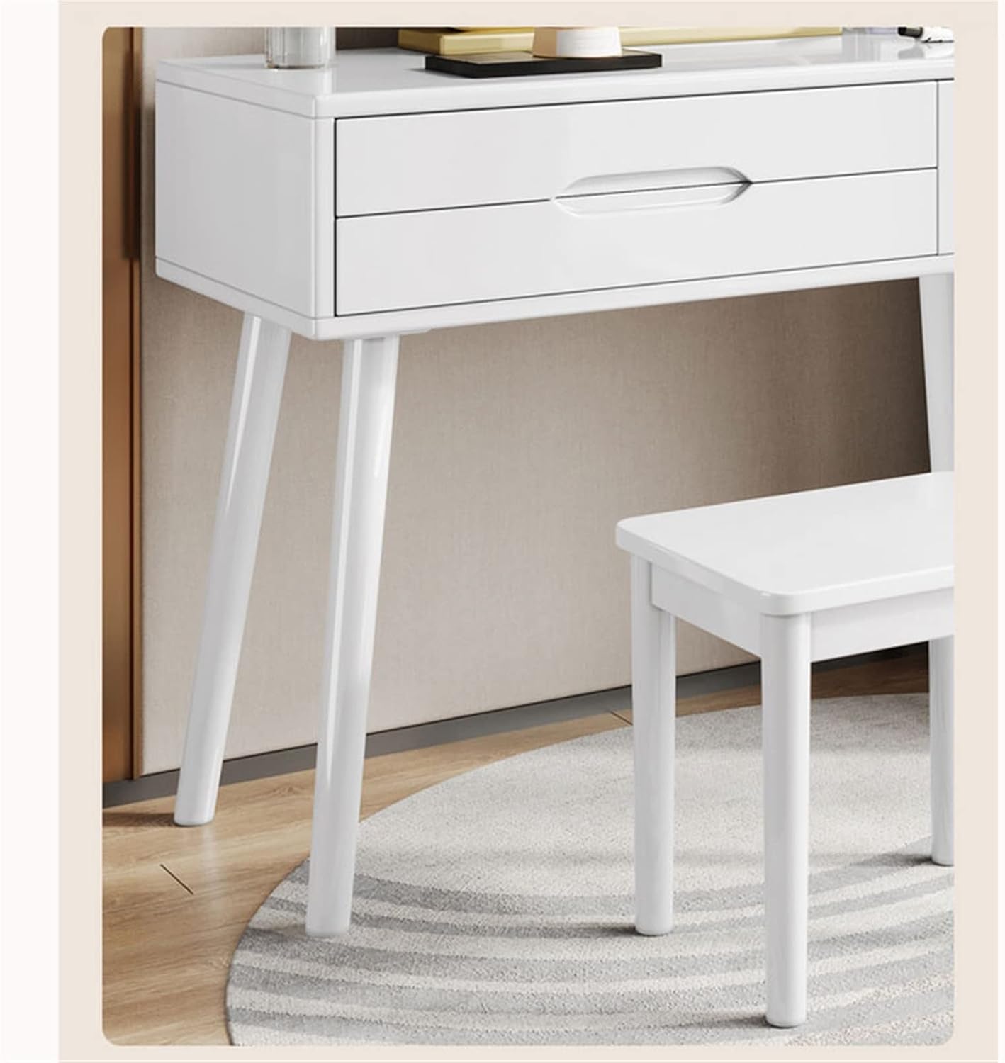 Vanity Dressing Table Set Luxury Makeup Bench with 3 Colors Led Hd Mirror,Comfortable Stool Drawers Cabinet,Modern Simple Style,for Girl's Gift (Size : C) ()