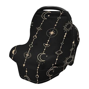 Sun Moon Stars Nursing Cover Breastfeeding Scarf, Car Seat Covers for Babies Infant Stretchy Soft Breathable Multi-Use Cover Ups, Gift for Boys Girls
