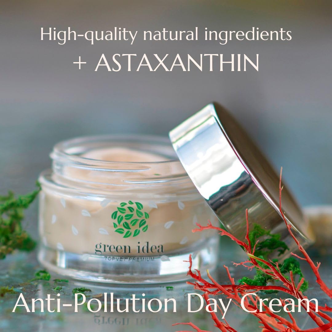 Green idea - Astaxantina Crema Viso 50 ML - Crema anti-invecchiamento - Crema antiossidante - combatte i radicali liberi - con olio di rosa canina, burro di karitè, pantenolo, olio d'oliva
