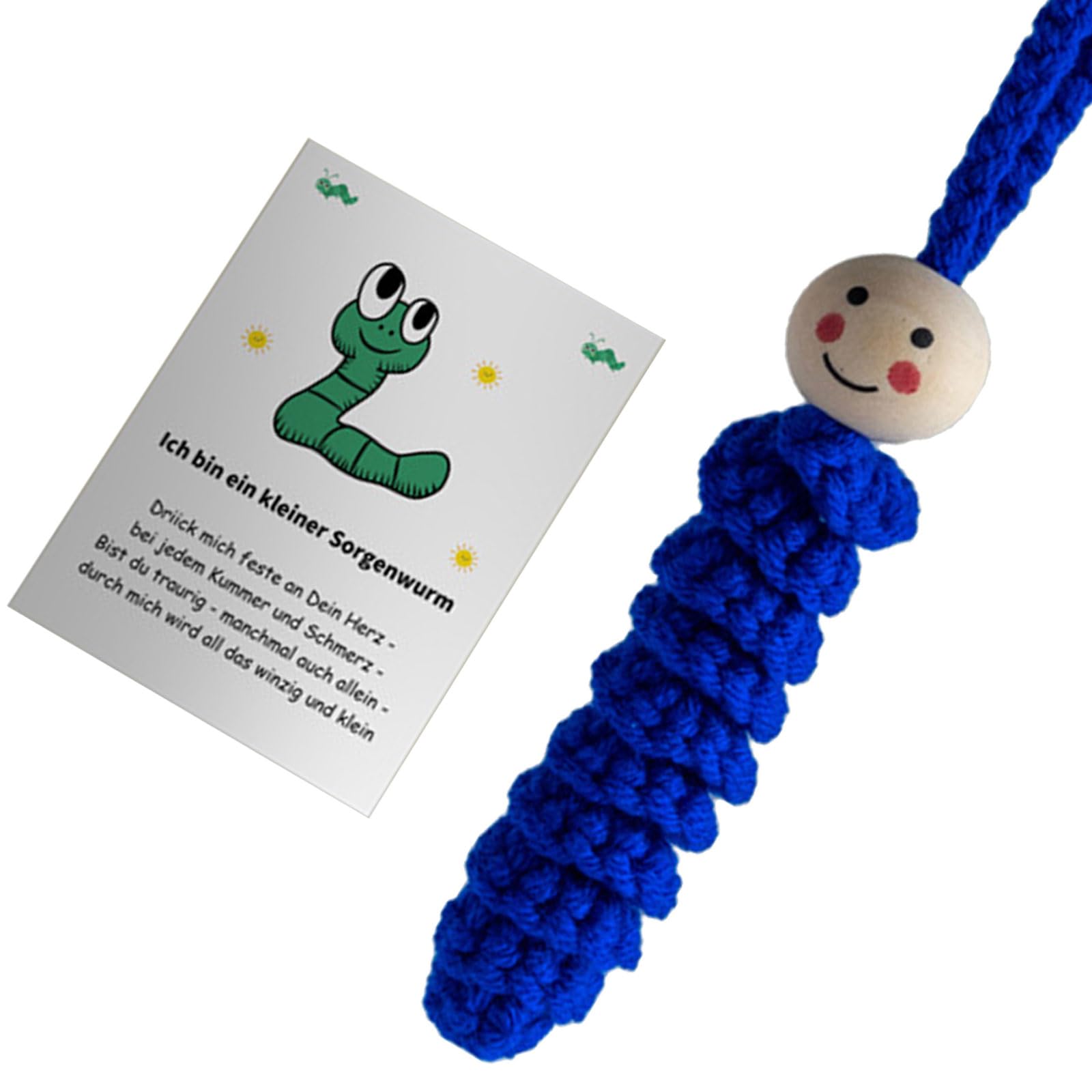 Jazuaiao Pearl Blue Stress Relief Green Crochet Caterpillars Crochet Stress Reliever Gifts Card Accessory For Emotion Pocket Sized Comfort Gifts