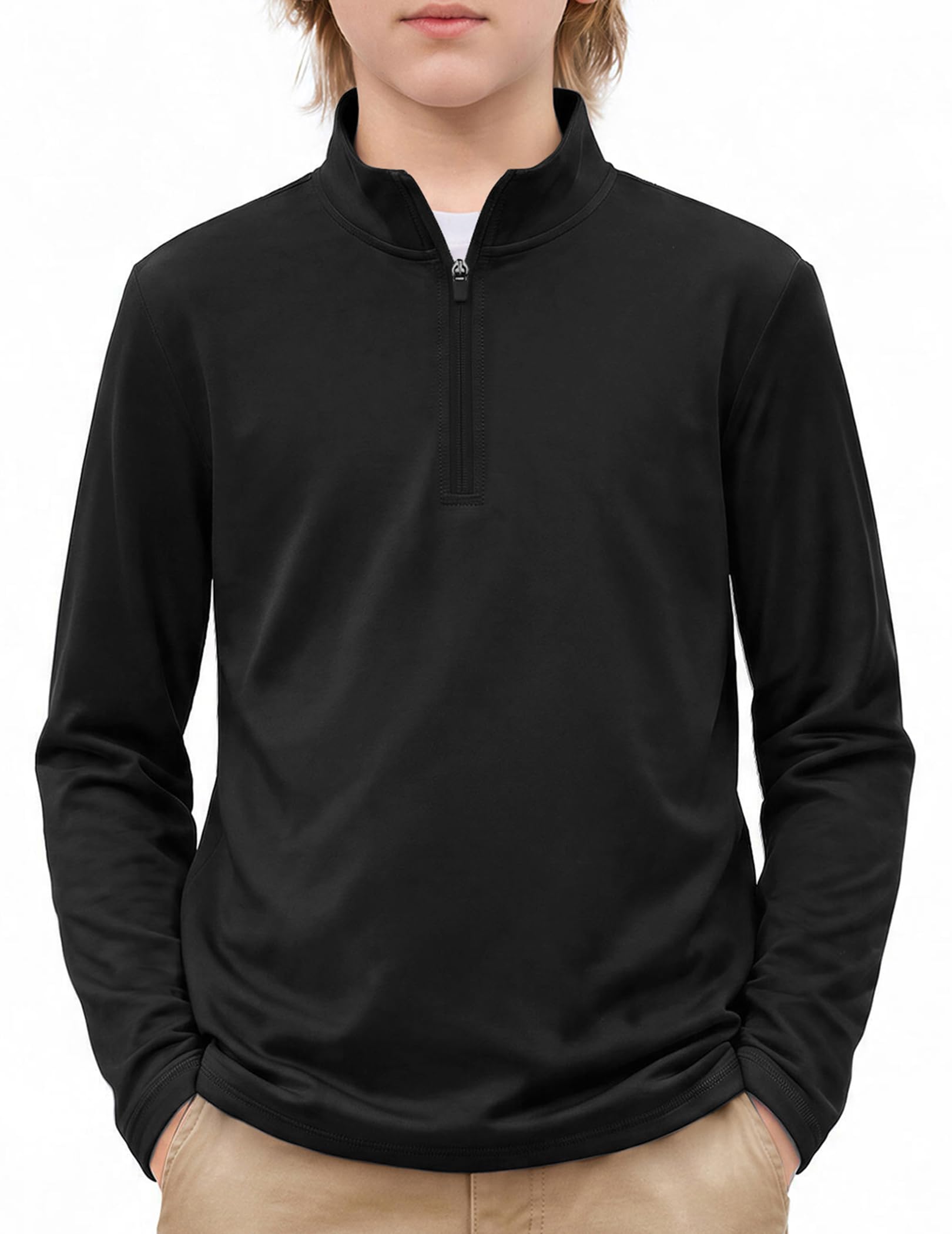 Arshiner Boy's Quarter Zip Pullover Lightweight Mock Neck Active Tops