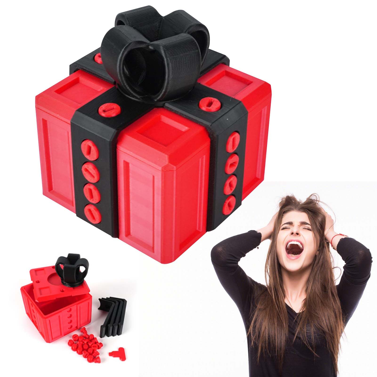 Annoying Gift Box With Twist Storage, 8cm Prank Gift Box, Funny 3d Printing Annoying Present, Novelty Prank Puzzle Gift Box for Valentine's Day Birthday April Fools' Day Easter
