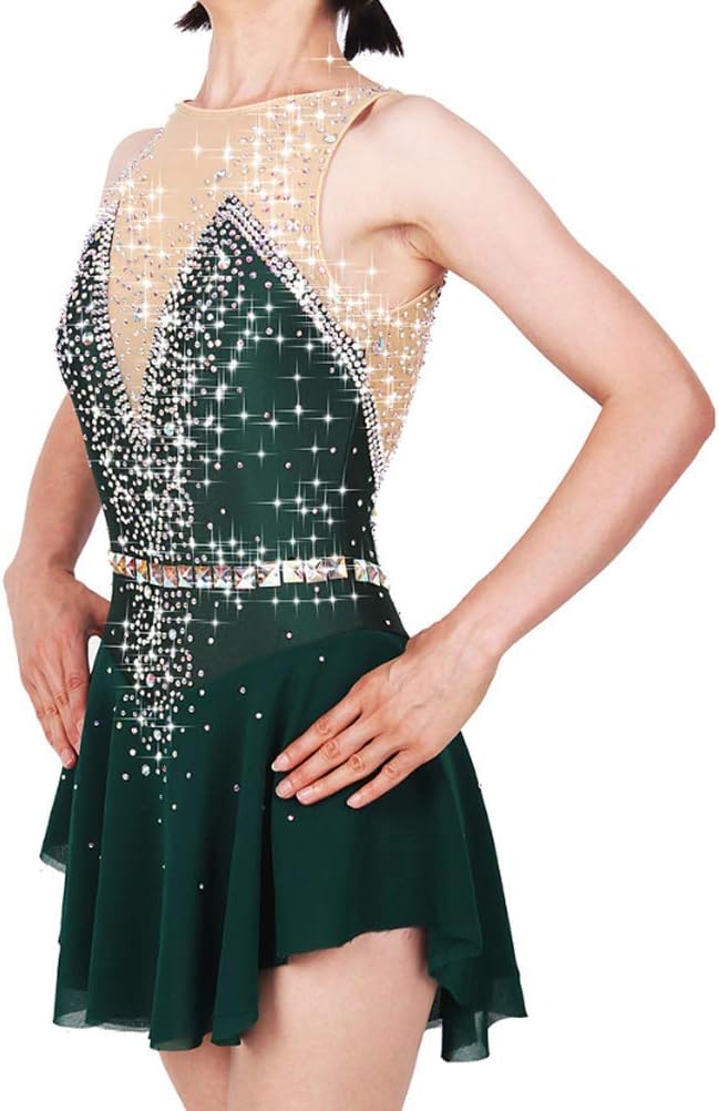 Figure Skating Costume Sleeveless Ice Skating Dresses Gymnastics Performance Leotard Cheerleading Outfit