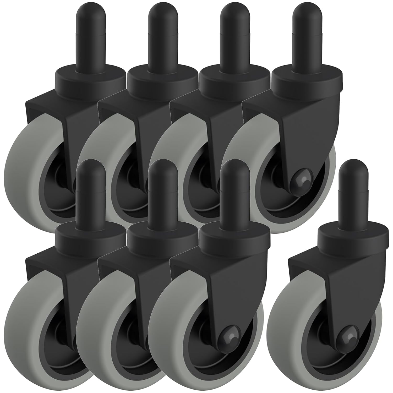 Mop Buckets Wheels Replacement Set of 8, 3 Inch Non-Marking TPR Castors with Grip Ring Stem, Rubber Caster Wheel for Rubbermaid Models 7570-L2, 7571,7580,7581,7582 7583