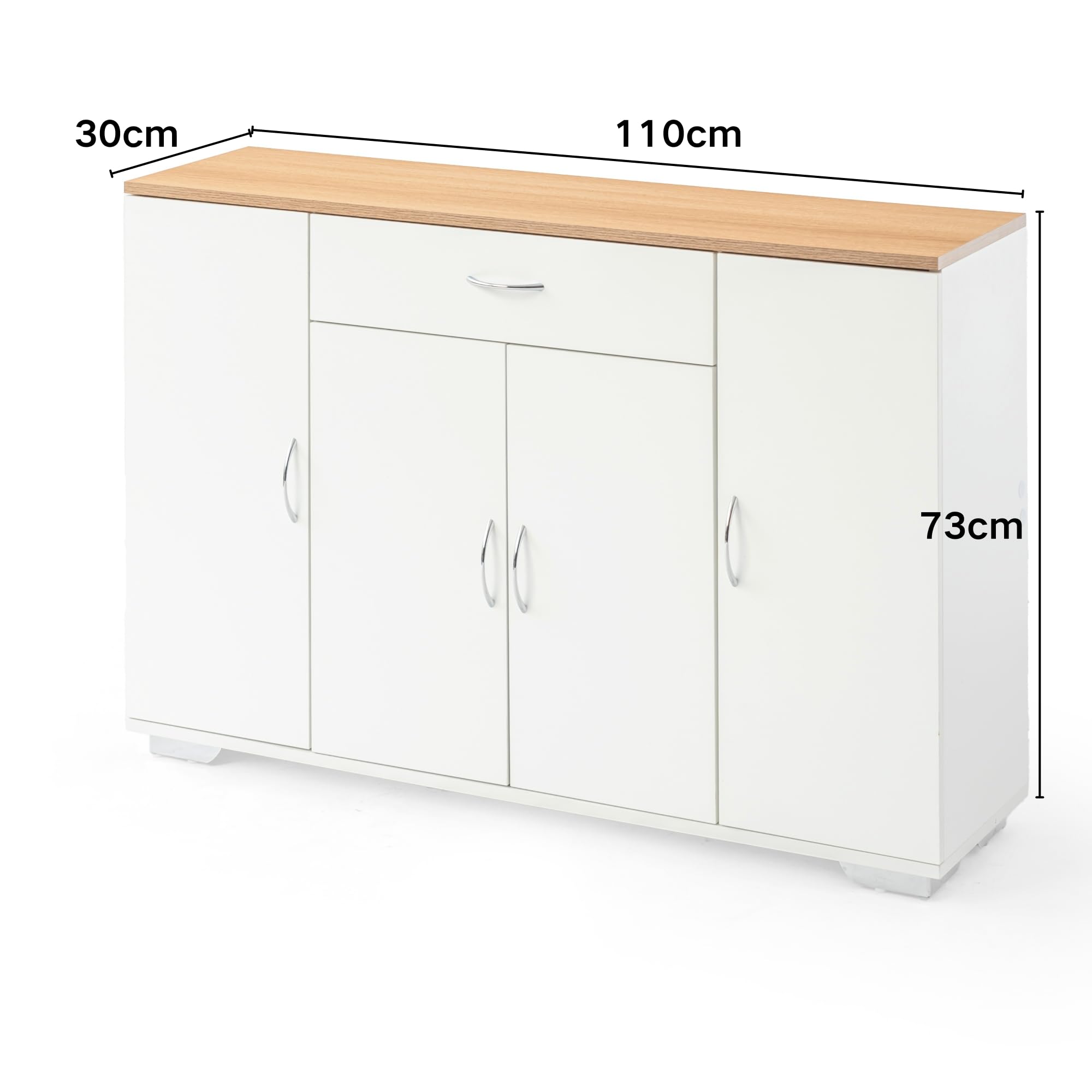 FurnitureR Armadietto bianco, stile moderno, materiale MDF, compatto e funzionale, con tre ante e un cassetto