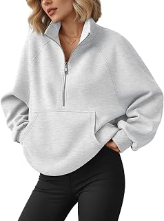 Womens Sweatshirts Hoodies 2025 Fall Fashion Clothes Half Zip Pullover Cropped Fleece Sweaters Workout Soft Outfits