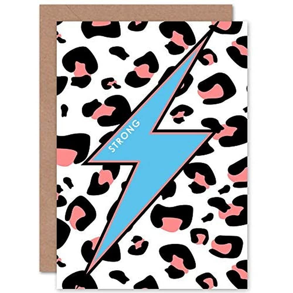 Wee Blue Coo Leopard Coral And Blue Strong Reverse Greeting Card With Envelope Inside Premium Quality