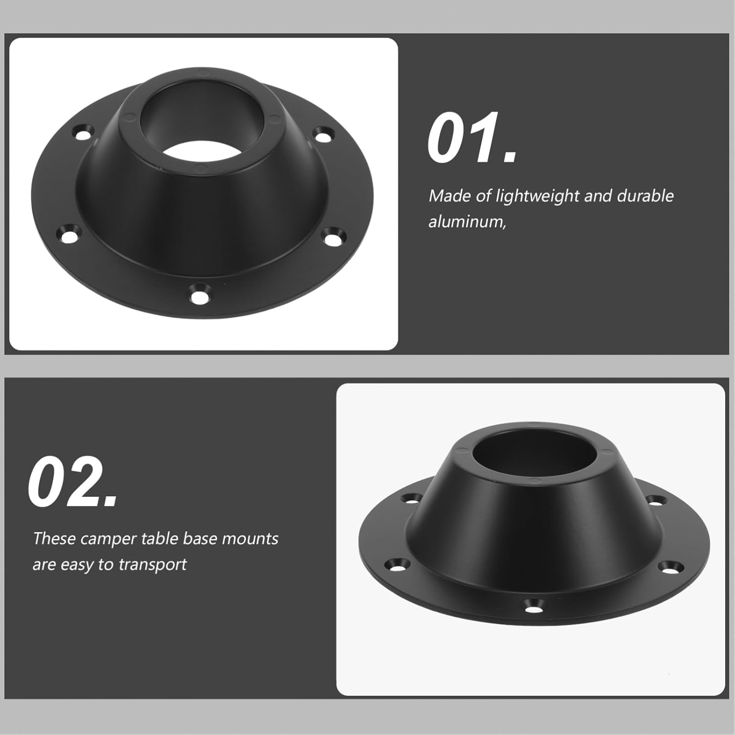 BESTYASH 2Pcs Rv Table Base Flush Mount Durable Pedestal Table Base Accessory for Camper and Yacht Lightweight and Stable Design for Secure Table Support