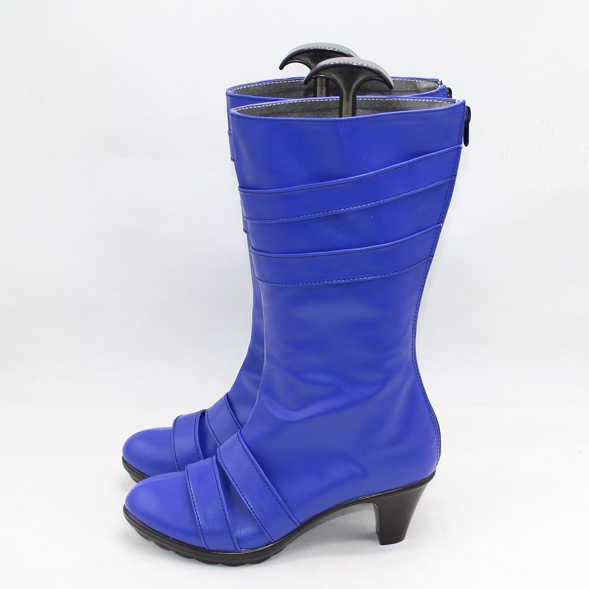 YuanCos Women Blue Cosplay Shoes Strappy Heeled Boots X002