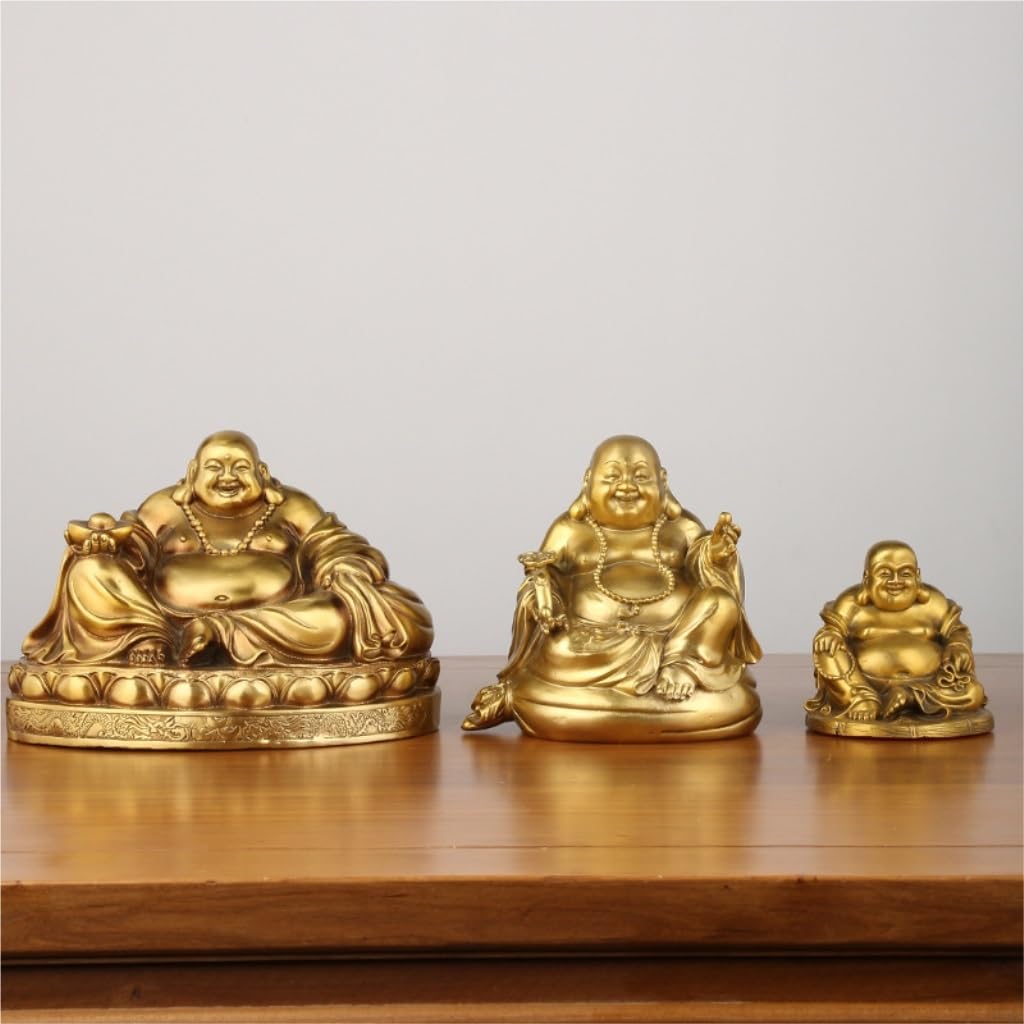 Amazon｜クラフト装飾品 真鍮製の弥勒仏、微笑み顔、元宝仏を抱く仏