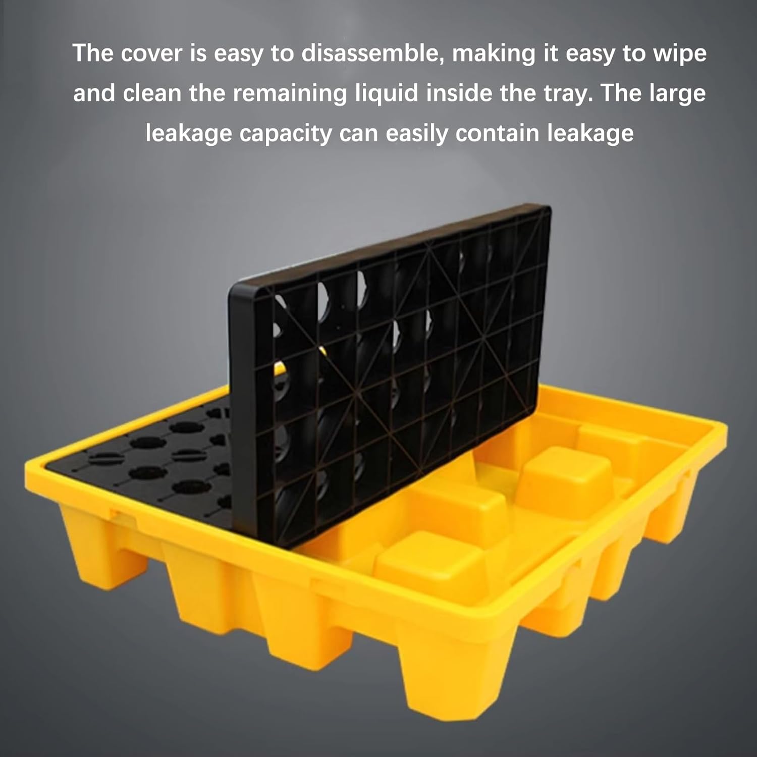 Spill Containment Platform, Stackable Polyethylene Pallet for Oil Drums, Leak-Proof Modular Tray for Warehouses and Factories