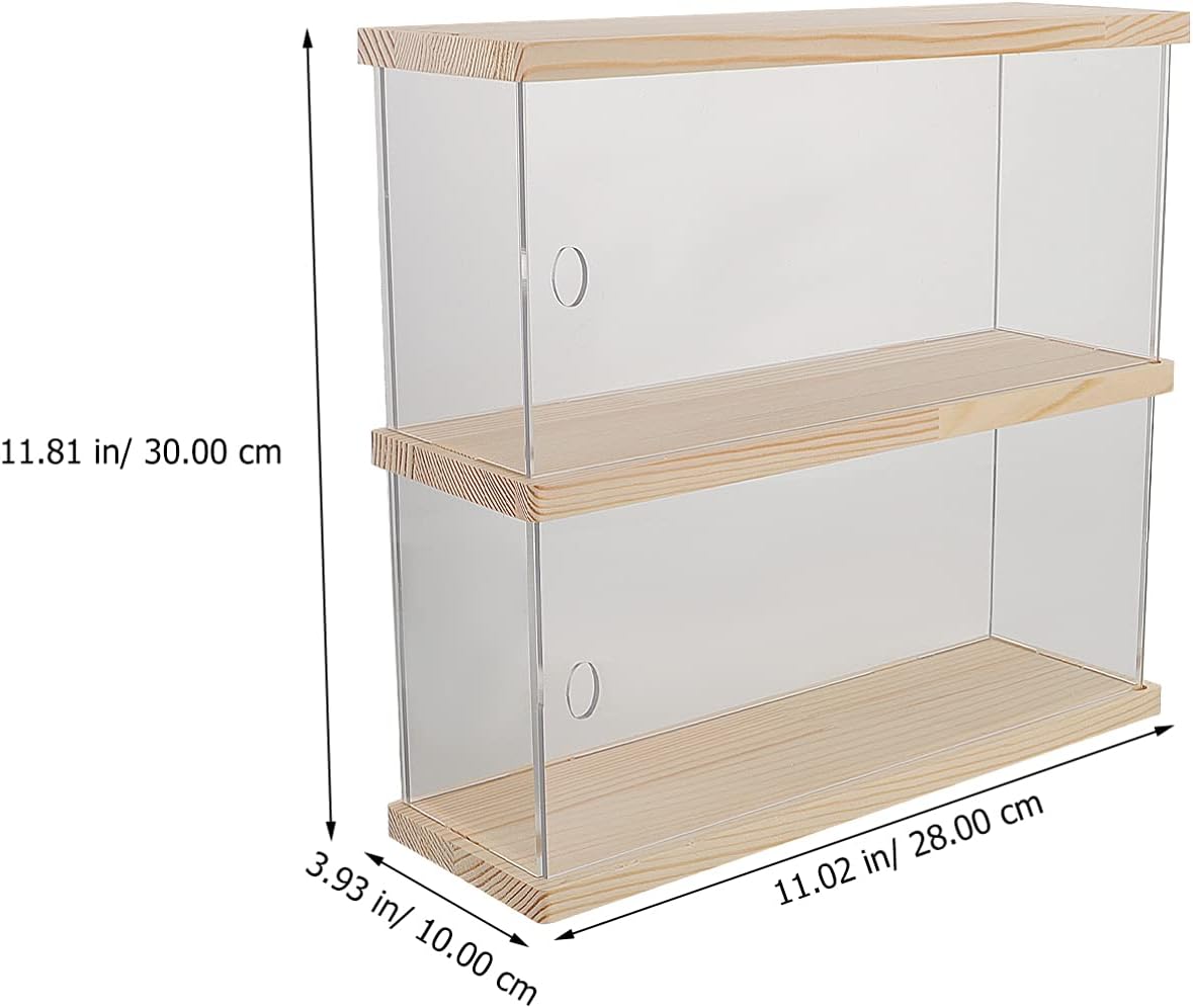 VOSAREA 1pc Acrylic Display Rack Base for Handicrafts and Collectibles Two Doll Storage Shelf Transparent Showcase Figures and Toys