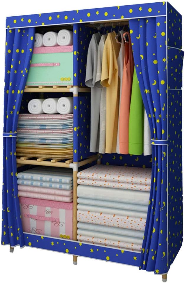 Portable Clothes Closet Wardrobe, Waterproof Wardrobe Storage No-Tool Assembly Wardrobe Fabric Cabinet Extra Strong & Durable Storage Shelf,Dark Blue_39x17x62in