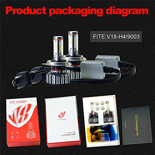 3 Color H4 Hb2 9003 Led Headlight Bulbs Conversion Kit 100W 12000Lm 360 Degree，4 Sides Led Csp Chips - Diy 3000K Yellow/6000K White/8000K Blue Car Fog Lamp High & Low Beam Light Bulbs (H4 /Hb2/ 9003) #TOP6