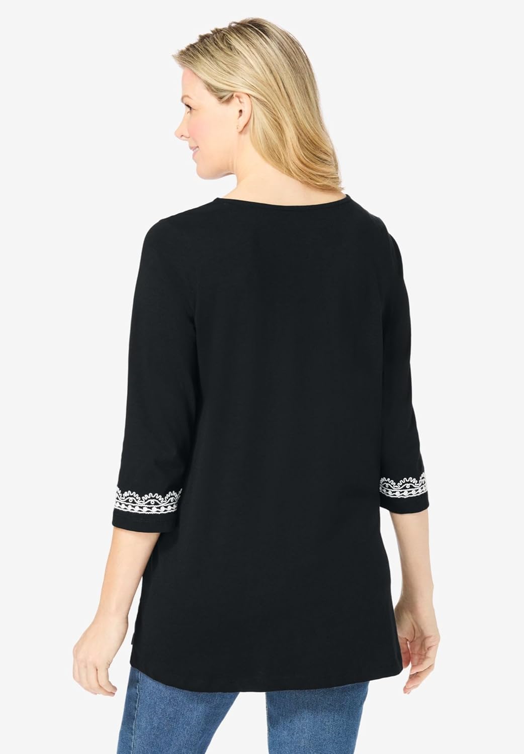 Woman Within Plus Size Embroidered Knit Tunic