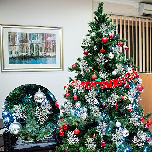 Sggvecsy Christmas Glitter Artificial Pine Needles Fake Floral Twig Picks Pine Stem Faux Christmas Tree Branches For Christmas Embellishing Diy Garland Wreath Home Garden Decoration (Silver,20 Pieces) #TOP2