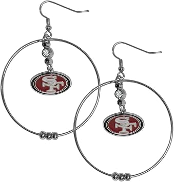 NFL Siskiyou Sports Womens San Francisco 49ers 2 Inch Hoop Earrings One Size Team Color