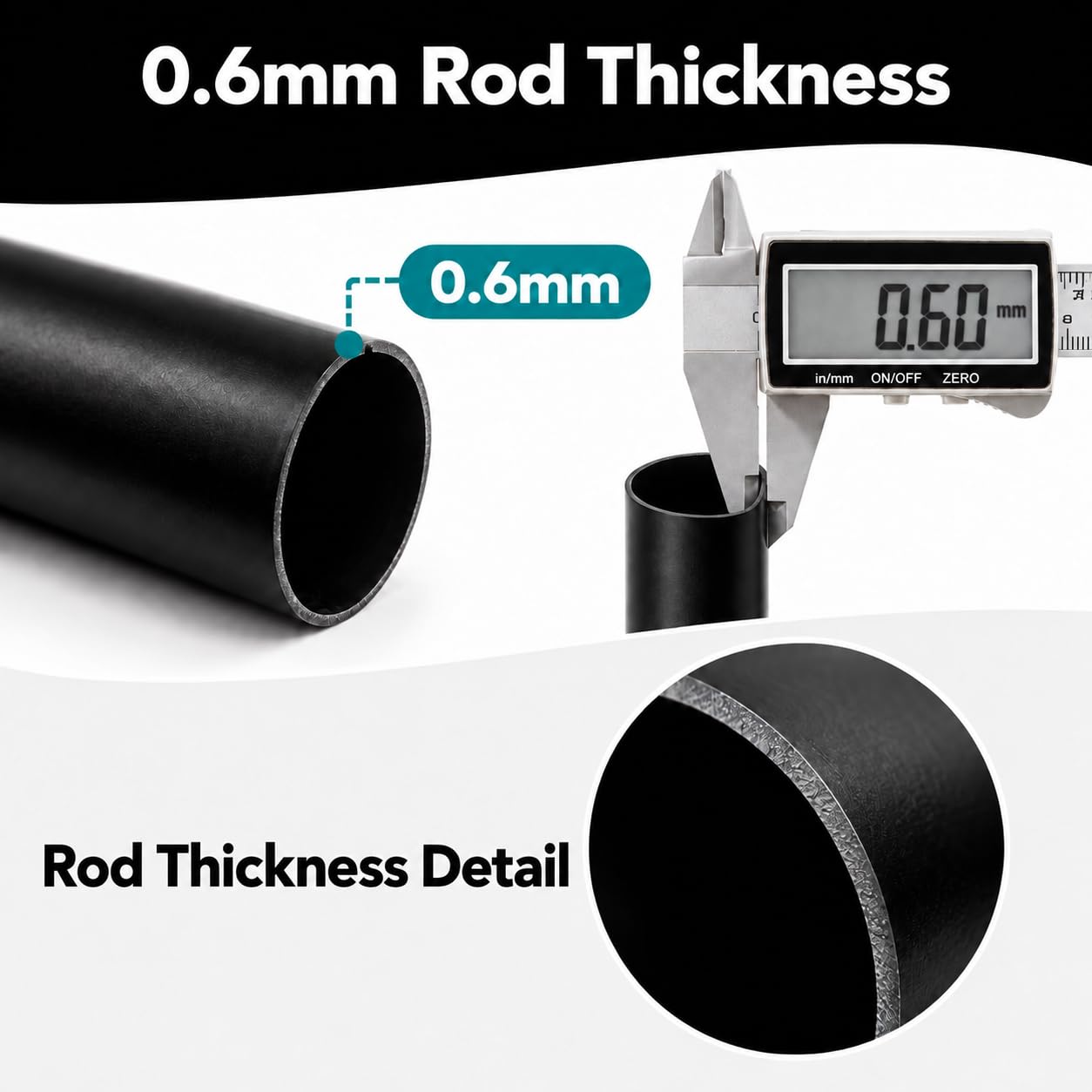 Adjustable Curtain Rod - 28-84 Inch Black -5 Adjustable Curtain Rod - 28-84 Inch Black -5