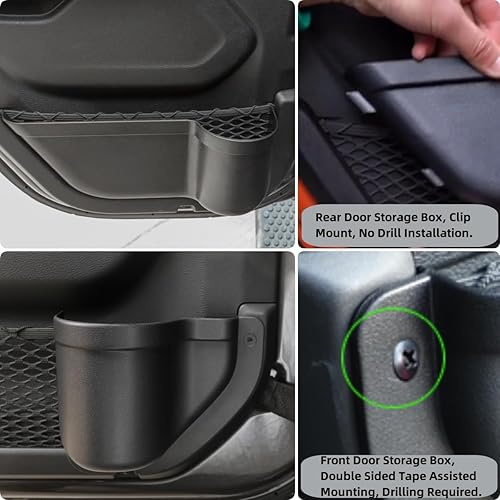 Miniatura 7 de Bandeja organizadora de puerta delantera y trasera para Jeep Wrangler JL 4XE JLU Rubicon Sport Sahara Gladiator JT Accesorios de almacenamiento