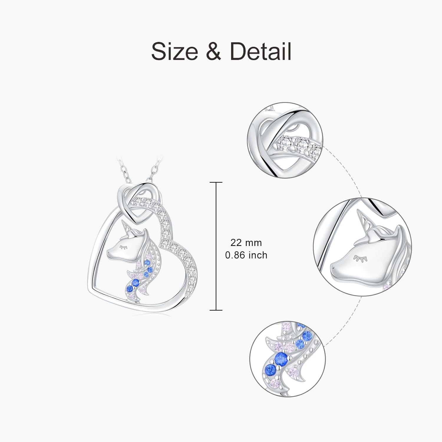 Cute Unicorn Necklace 925 Sterling Silver Colored Gems Pendant Fairytale Fashion Jewelry for Ladies - Image 6