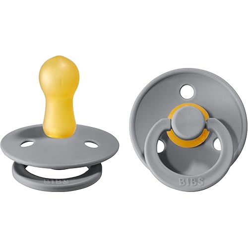 BIBS Pacifiers | Natural Rubber Baby Pacifier | Set of 2 BPA-Free Soothers | Made in Denmark | Cloud | Size 6-18 Months