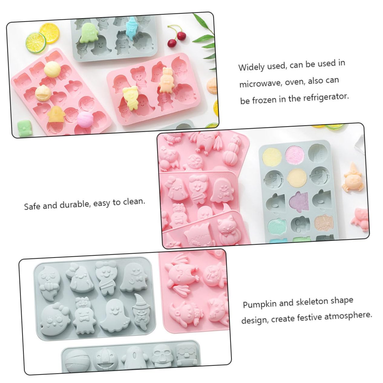 Amosfun 3 Ensembles De 2 Pièces Moule à gâteau en silicone Halloween gateau halloween cupcake halloween décorations de gâteaux étain cuire moule a gateau moule à chocolat Gel de silice