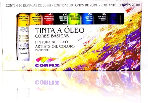 Tinta a Óleo, Corfix, 10 Cores, Bisnaga, 20 ml