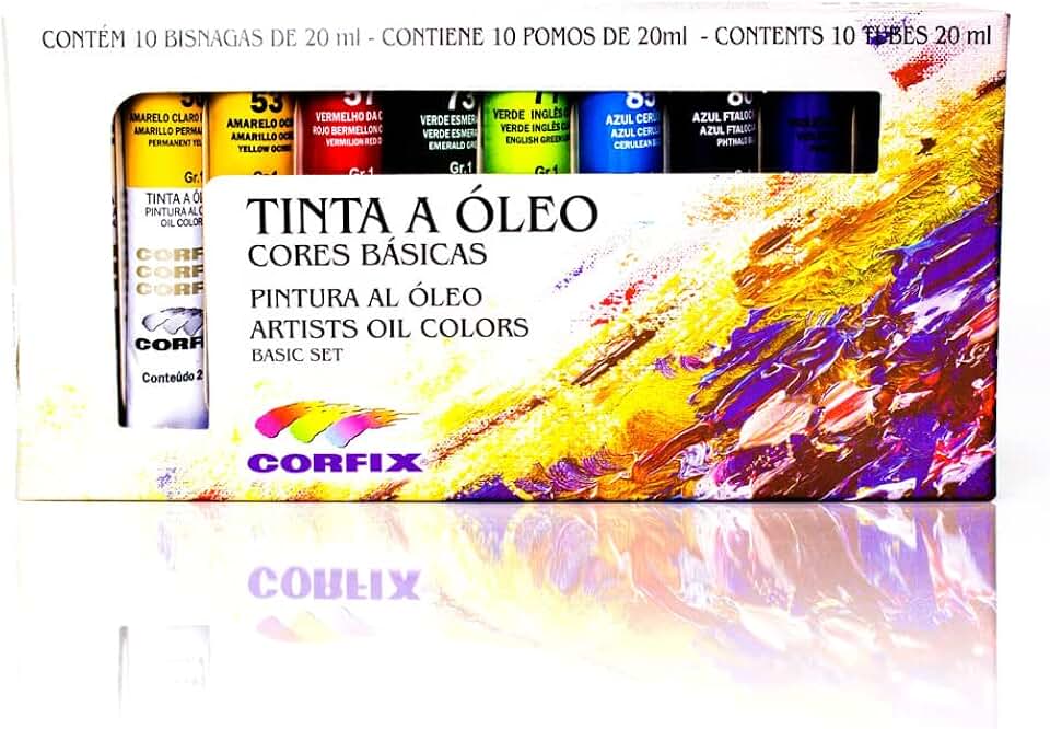 Tinta a Óleo, Corfix, 10 Cores, Bisnaga, 20 ml