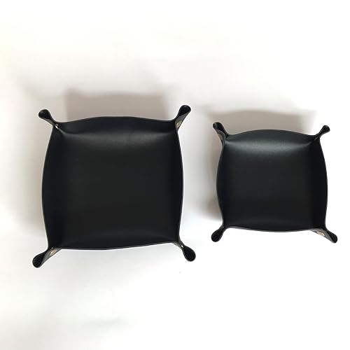 2pcs PU Leather Valet Tray Set Portable Key Bowl Catch