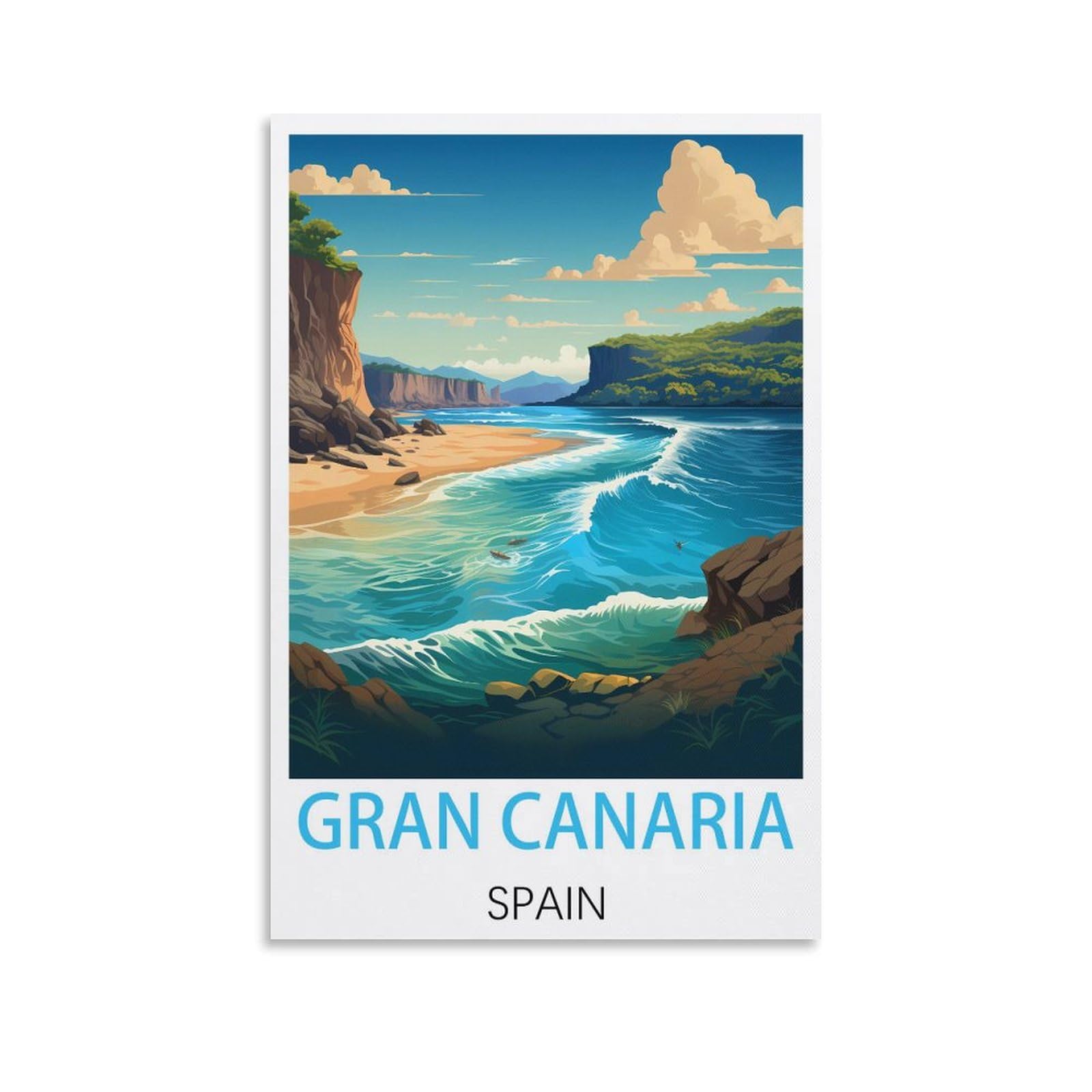 Metal Tin Sign Gran Canaria Spain,Vintage Bar Club Cave Home Kitchen Rustic Wall Art Decor Funny Sign 15x30cm
