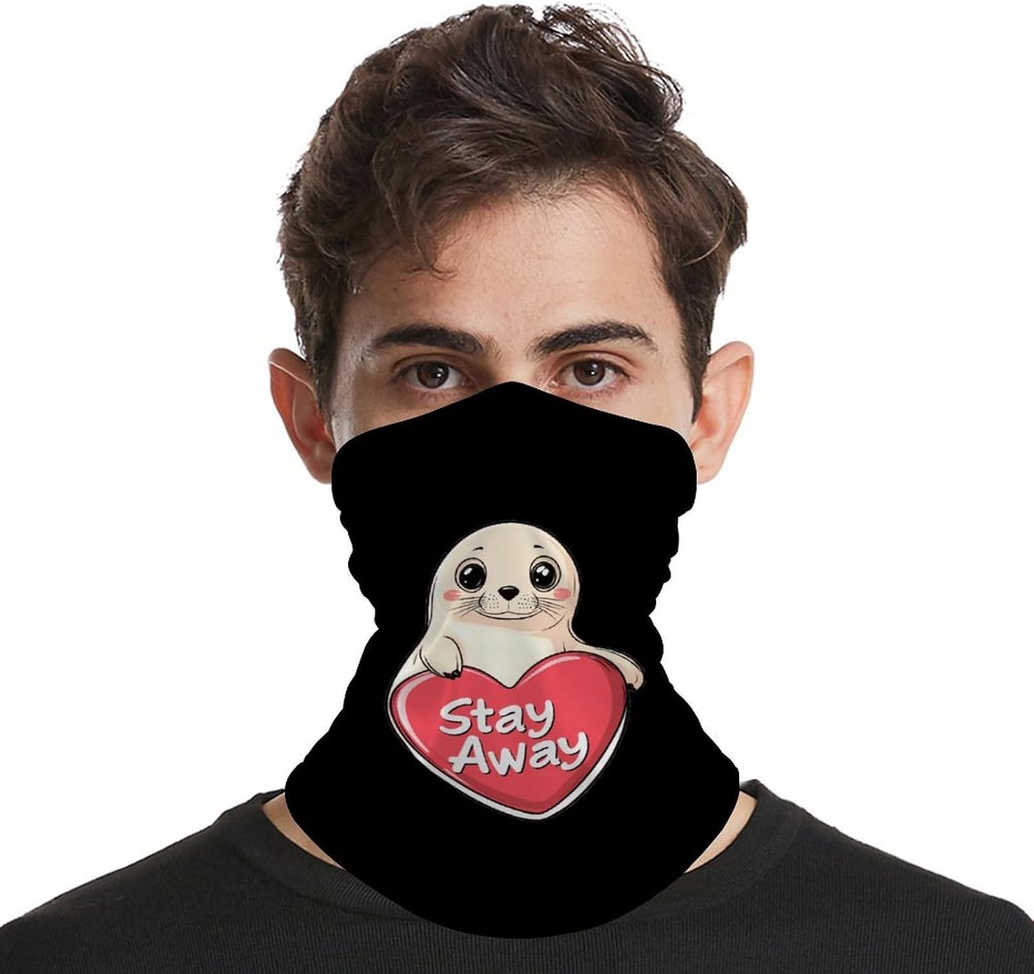 Stay Away Seal Neck Gaiter Windproof Face Mask Bandanas for Men Women Cold Weather Scarf