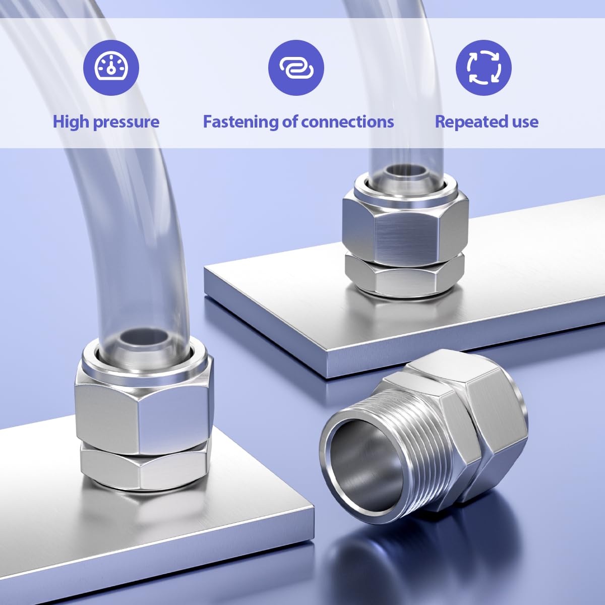 Bwintech 5 pezzi 6mm tubazione OD x 1/8” filettatura maschio BSP spingere diritto per collegare il raccordo del dado di bloccaggio, KPC6-01 adattatore rapido della linea dell'aria