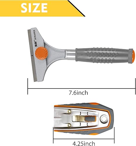 Miniatura 7 de XW Juego de raspador de cuchillas de afeitar, espátula de pintura con cambio rápido de cuchilla, 20 cuchillas adicionales incluidas, paquete de 2