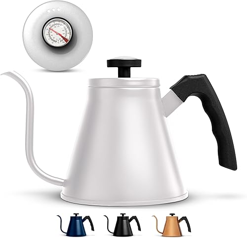 Kook Hervidor de cuello de cisne, estufa de hervidor, con termómetro, tetera, para verter sobre café y té, medidor de temperatura, eléctrico,