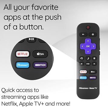 Original Remote Control fit for Hisense Roku Smart TV with Netflix, Apple TV, Paramount, and HBOmax Shortcuts